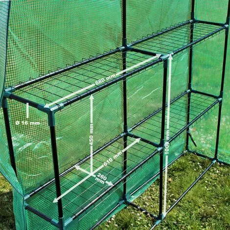 WILTEC Serre Jardin 143x143x195cm Entrée 8 Étagères De Rangement Film PE Grillagé Protection Intempéries 2 WILTEC Serre Jardin 143x143x195cm Entrée 8 Étagères De Rangement Film PE Grillagé Protection Intempéries – Image 2