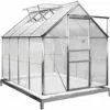 GARDEBRUK Serre De Jardin En Aluminium 7,6m³ Avec 2 Fenêtres Et Une Gouttière + Fondation/Base Culture Plantes Extérieur