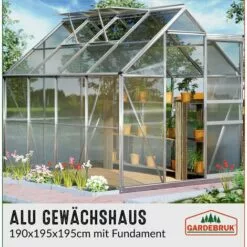 GARDEBRUK Serre De Jardin En Aluminium 7,6m³ Avec 2 Fenêtres Et Une Gouttière + Fondation/Base Culture Plantes Extérieur -Serre de jardin Boutique 18587797 3