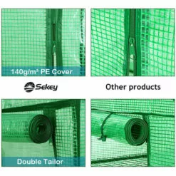 SEKEY Serre De Jardin Avec Entrée Enroulable 100 X 50 X 150 Cm, Vert -Serre de jardin Boutique 18631265 3