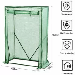 SEKEY Serre De Jardin Avec Entrée Enroulable 100 X 50 X 150 Cm, Vert -Serre de jardin Boutique 18631265 4