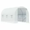 Outsunny Serre De Jardin Tunnel Surface Sol 9 M² 4,5L X 2l X 2H M Châssis Tubulaire Renforcé 18 Mm 6 Fenêtres Blanc - Blanc