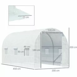Outsunny Serre De Jardin Tunnel Surface Sol 9 M² 4,5L X 2l X 2H M Châssis Tubulaire Renforcé 18 Mm 6 Fenêtres Blanc - Blanc 7 Outsunny Serre De Jardin Tunnel Surface Sol 9 M² 4,5L X 2l X 2H M Châssis Tubulaire Renforcé 18 Mm 6 Fenêtres Blanc - Blanc -Serre de jardin Boutique 18679912 3
