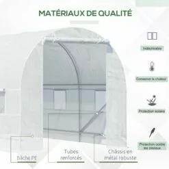 Outsunny Serre De Jardin Tunnel Surface Sol 9 M² 4,5L X 2l X 2H M Châssis Tubulaire Renforcé 18 Mm 6 Fenêtres Blanc - Blanc 9 Outsunny Serre De Jardin Tunnel Surface Sol 9 M² 4,5L X 2l X 2H M Châssis Tubulaire Renforcé 18 Mm 6 Fenêtres Blanc - Blanc -Serre de jardin Boutique 18679912 5