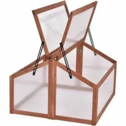 COSTWAY Mini Serre De Jardin En Bois Et Polycarbonate Avec Châssis Double Toit Amovible Pour Balcon/Jardin/Court Intérieur 90 X 83 X