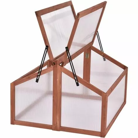 COSTWAY Mini Serre De Jardin En Bois Et Polycarbonate Avec Châssis Double Toit Amovible Pour Balcon/Jardin/Court Intérieur 90 X 83 X 1 COSTWAY Mini Serre De Jardin En Bois Et Polycarbonate Avec Châssis Double Toit Amovible Pour Balcon/Jardin/Court Intérieur 90 X 83 X