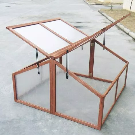 COSTWAY Mini Serre De Jardin En Bois Et Polycarbonate Avec Châssis Double Toit Amovible Pour Balcon/Jardin/Court Intérieur 90 X 83 X 2 COSTWAY Mini Serre De Jardin En Bois Et Polycarbonate Avec Châssis Double Toit Amovible Pour Balcon/Jardin/Court Intérieur 90 X 83 X – Image 2