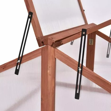 COSTWAY Mini Serre De Jardin En Bois Et Polycarbonate Avec Châssis Double Toit Amovible Pour Balcon/Jardin/Court Intérieur 90 X 83 X 4 COSTWAY Mini Serre De Jardin En Bois Et Polycarbonate Avec Châssis Double Toit Amovible Pour Balcon/Jardin/Court Intérieur 90 X 83 X – Image 4