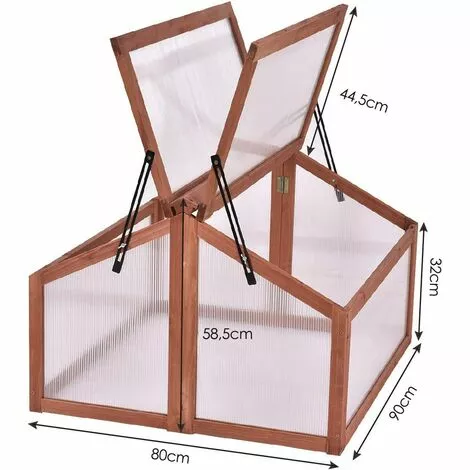 COSTWAY Mini Serre De Jardin En Bois Et Polycarbonate Avec Châssis Double Toit Amovible Pour Balcon/Jardin/Court Intérieur 90 X 83 X 5 COSTWAY Mini Serre De Jardin En Bois Et Polycarbonate Avec Châssis Double Toit Amovible Pour Balcon/Jardin/Court Intérieur 90 X 83 X – Image 5