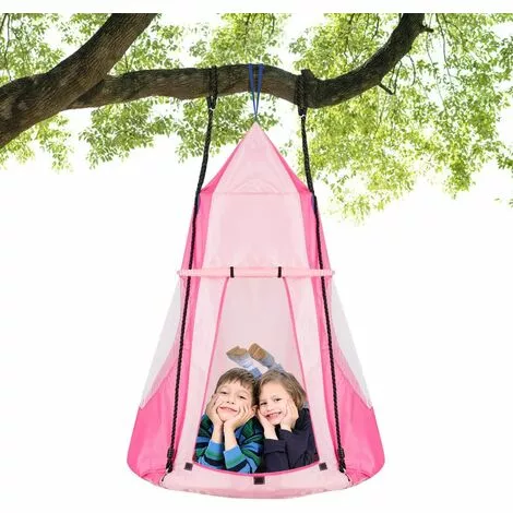 COSTWAY Balançoire Nid D’Oiseau Ø100CM Avec Tente Charge Maximal 150KG Pour Enfants Et Adultes Hauteur Réglable De 100 à 160CM Rose 1 COSTWAY Balançoire Nid D’Oiseau Ø100CM Avec Tente Charge Maximal 150KG Pour Enfants Et Adultes Hauteur Réglable De 100 à 160CM Rose