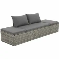 YOUTHUP Lit De Jardin Chaise Longue D'extérieur Avec Coussins Gris 195x60 Cm Résine Tressée - Gris