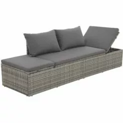 YOUTHUP Lit De Jardin Chaise Longue D'extérieur Avec Coussins Gris 195x60 Cm Résine Tressée - Gris 8 YOUTHUP Lit De Jardin Chaise Longue D'extérieur Avec Coussins Gris 195x60 Cm Résine Tressée - Gris -Serre de jardin Boutique 20448800 4