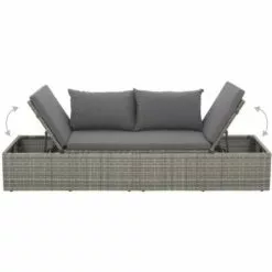 YOUTHUP Lit De Jardin Chaise Longue D'extérieur Avec Coussins Gris 195x60 Cm Résine Tressée - Gris 9 YOUTHUP Lit De Jardin Chaise Longue D'extérieur Avec Coussins Gris 195x60 Cm Résine Tressée - Gris -Serre de jardin Boutique 20448800 5
