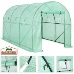 GARDEBRUK Serre De Jardin Tunnel Bâche Polyéthylène 350x200x200cm Serre 7 M² Légumes Semis