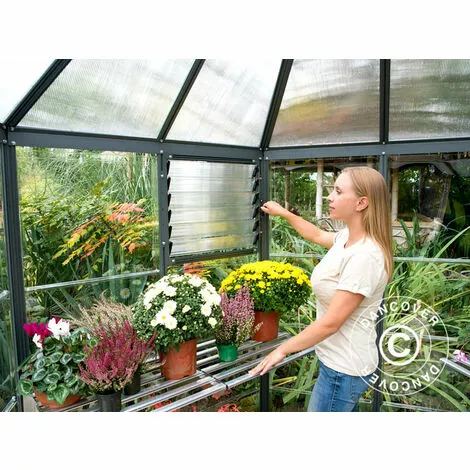 DANCOVER Kiosque De Jardin En Polycarbonate OASIS, Hexagonal 8,6m², 3,16x3,63x2,89m, Anthracite - Anthracite 2 DANCOVER Kiosque De Jardin En Polycarbonate OASIS, Hexagonal 8,6m², 3,16x3,63x2,89m, Anthracite - Anthracite – Image 2