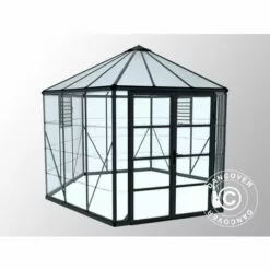 DANCOVER Kiosque De Jardin En Polycarbonate OASIS, Hexagonal 8,6m², 3,16x3,63x2,89m, Anthracite - Anthracite 8 DANCOVER Kiosque De Jardin En Polycarbonate OASIS, Hexagonal 8,6m², 3,16x3,63x2,89m, Anthracite - Anthracite -Serre de jardin Boutique 23771206 4