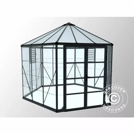 DANCOVER Kiosque De Jardin En Polycarbonate OASIS, Hexagonal 8,6m², 3,16x3,63x2,89m, Anthracite - Anthracite 4 DANCOVER Kiosque De Jardin En Polycarbonate OASIS, Hexagonal 8,6m², 3,16x3,63x2,89m, Anthracite - Anthracite – Image 4