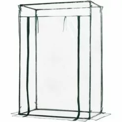 Outsunny Serre De Jardin Serre à Tomates 1L X 0,5l X 1,5H M Porte Zippée Déroulante Acier Thermolaqué PVC Haute Densité 140 G/m² Anti-UV - Transparent