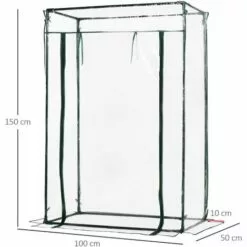 Outsunny Serre De Jardin Serre à Tomates 1L X 0,5l X 1,5H M Porte Zippée Déroulante Acier Thermolaqué PVC Haute Densité 140 G/m² Anti-UV - Transparent -Serre de jardin Boutique 25006879 3