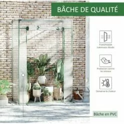 Outsunny Serre De Jardin Serre à Tomates 1L X 0,5l X 1,5H M Porte Zippée Déroulante Acier Thermolaqué PVC Haute Densité 140 G/m² Anti-UV - Transparent -Serre de jardin Boutique 25006879 4