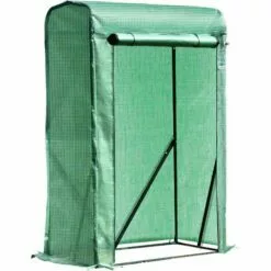 Outsunny Serre De Jardin Serre à Tomates Anti-UV Dim. 100L X 50l X 150H Cm Porte Zipée Déroulante Acier PE Vert - Vert