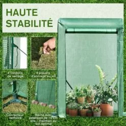 Outsunny Serre De Jardin Serre à Tomates Anti-UV Dim. 100L X 50l X 150H Cm Porte Zipée Déroulante Acier PE Vert - Vert -Serre de jardin Boutique 25007377 5