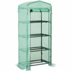 Outsunny Serre De Jardin Balcon étagère Serre 4 Niveaux 0,7L X 0,5l X 1,6H M Acier Galvanisé Bâche Amovible PE Haute Densité Vert - Vert