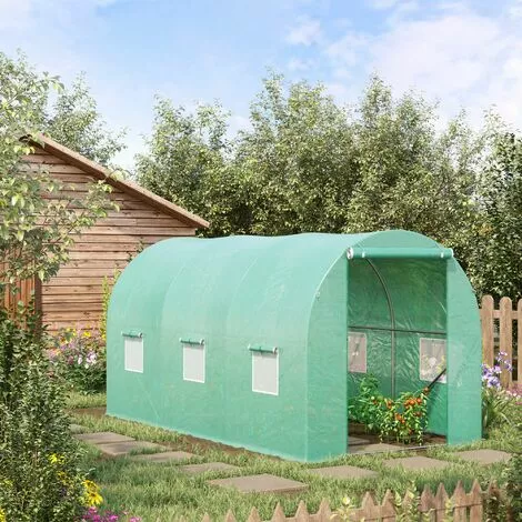 Outsunny Serre De Jardin Tunnel 8 M² 4L X 2l X 1,9H M Acier Galvanisé Renforcé Diamètre 2,4 Cm + PE Haute Densité Fenêtres Porte Vert 2 Outsunny Serre De Jardin Tunnel 8 M² 4L X 2l X 1,9H M Acier Galvanisé Renforcé Diamètre 2,4 Cm + PE Haute Densité Fenêtres Porte Vert – Image 2