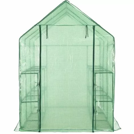 TRUE DEAL Serre De Plain-pied Avec 12 étagères Acier 143x214x196 Cm 2 TRUE DEAL Serre De Plain-pied Avec 12 étagères Acier 143x214x196 Cm – Image 2