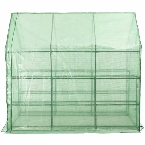 TRUE DEAL Serre De Plain-pied Avec 12 étagères Acier 143x214x196 Cm 4 TRUE DEAL Serre De Plain-pied Avec 12 étagères Acier 143x214x196 Cm – Image 4