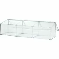 Outsunny Mini Serre De Jardin Serre à Tomates 181L X 51l X 51H Cm 3 Pannneaux Toits Ouvrables Alu. Polycarbonate - Transparent