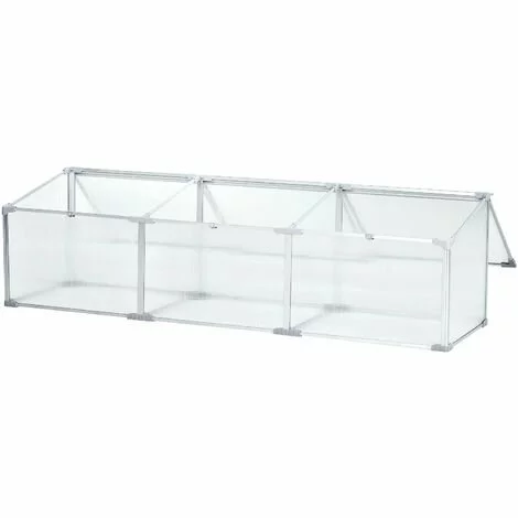 Outsunny Mini Serre De Jardin Serre à Tomates 181L X 51l X 51H Cm 3 Pannneaux Toits Ouvrables Alu. Polycarbonate - Transparent -Serre de jardin Boutique 27323423 1