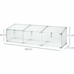 Outsunny Mini Serre De Jardin Serre à Tomates 181L X 51l X 51H Cm 3 Pannneaux Toits Ouvrables Alu. Polycarbonate - Transparent -Serre de jardin Boutique 27323423 3