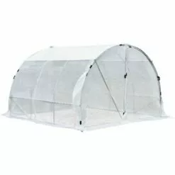 Outsunny Serre De Jardin Tunnel Surface Sol 9 M² 3L X 3l X 2H M Châssis Tubulaire Renforcé 25 Mm Double Porte Avec Poignées Blanc - Blanc