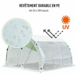 Outsunny Serre De Jardin Tunnel Surface Sol 9 M² 3L X 3l X 2H M Châssis Tubulaire Renforcé 25 Mm Double Porte Avec Poignées Blanc - Blanc -Serre de jardin Boutique 27361179 4