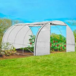IDMARKET Serre Tunnel De Jardin 4 Saisons 12m² Blanche Gamme Maraîchère ZEBRA 4x3M - Blanc