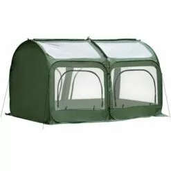 Outsunny Serre Pop-up - Serre De Jardin Pop-up - 4 Portes Zippées Enroulables - Dim. 2,5L X 1,25l X 1,35H M - Sac Transport Inclus - PVC Vert - Vert