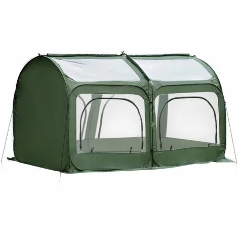 Outsunny Serre Pop-up - Serre De Jardin Pop-up - 4 Portes Zippées Enroulables - Dim. 2,5L X 1,25l X 1,35H M - Sac Transport Inclus - PVC Vert - Vert 1 Outsunny Serre Pop-up - Serre De Jardin Pop-up - 4 Portes Zippées Enroulables - Dim. 2,5L X 1,25l X 1,35H M - Sac Transport Inclus - PVC Vert - Vert