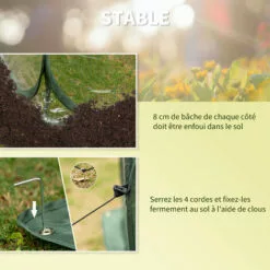 Outsunny Serre Pop-up - Serre De Jardin Pop-up - 4 Portes Zippées Enroulables - Dim. 2,5L X 1,25l X 1,35H M - Sac Transport Inclus - PVC Vert - Vert 9 Outsunny Serre Pop-up - Serre De Jardin Pop-up - 4 Portes Zippées Enroulables - Dim. 2,5L X 1,25l X 1,35H M - Sac Transport Inclus - PVC Vert - Vert -Serre de jardin Boutique 28185961 5