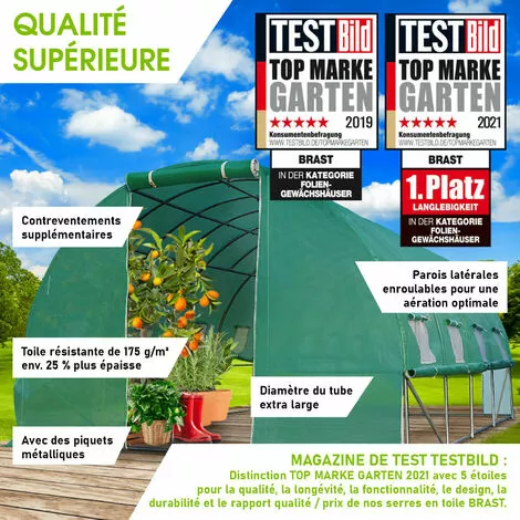 Serre De Jardin 12m² (3x4) Extrêmement Stable Parois Enroulables Croissance Optimale Des Plants, Aération Optimale, Montage Rapide - Serre De Jardin Tunnel 12 M² De BRAST 2 Serre De Jardin 12m² (3x4) Extrêmement Stable Parois Enroulables Croissance Optimale Des Plants, Aération Optimale, Montage Rapide - Serre De Jardin Tunnel 12 M² De BRAST – Image 2