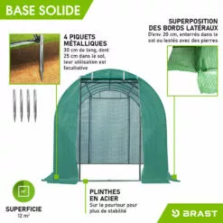 Serre De Jardin 12m² (3x4) Extrêmement Stable Parois Enroulables Croissance Optimale Des Plants, Aération Optimale, Montage Rapide - Serre De Jardin Tunnel 12 M² De BRAST 9 Serre De Jardin 12m² (3x4) Extrêmement Stable Parois Enroulables Croissance Optimale Des Plants, Aération Optimale, Montage Rapide - Serre De Jardin Tunnel 12 M² De BRAST -Serre de jardin Boutique 28361083 5