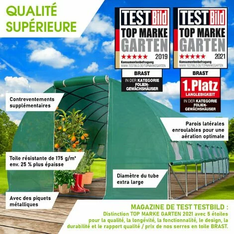 Serre De Jardin Tunnel 24m² (3x8) Extrêmement Stable Parois Enroulables Croissance Optimale Des Plants, Aération Optimale, Montage Rapide - Serre De Jardin 24 M² De BRAST 2 Serre De Jardin Tunnel 24m² (3x8) Extrêmement Stable Parois Enroulables Croissance Optimale Des Plants, Aération Optimale, Montage Rapide - Serre De Jardin 24 M² De BRAST – Image 2