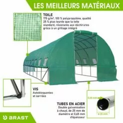 Serre De Jardin Tunnel 24m² (3x8) Extrêmement Stable Parois Enroulables Croissance Optimale Des Plants, Aération Optimale, Montage Rapide - Serre De Jardin 24 M² De BRAST 7 Serre De Jardin Tunnel 24m² (3x8) Extrêmement Stable Parois Enroulables Croissance Optimale Des Plants, Aération Optimale, Montage Rapide - Serre De Jardin 24 M² De BRAST -Serre de jardin Boutique 28361093 3
