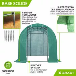 Serre De Jardin Tunnel 24m² (3x8) Extrêmement Stable Parois Enroulables Croissance Optimale Des Plants, Aération Optimale, Montage Rapide - Serre De Jardin 24 M² De BRAST 9 Serre De Jardin Tunnel 24m² (3x8) Extrêmement Stable Parois Enroulables Croissance Optimale Des Plants, Aération Optimale, Montage Rapide - Serre De Jardin 24 M² De BRAST -Serre de jardin Boutique 28361093 5
