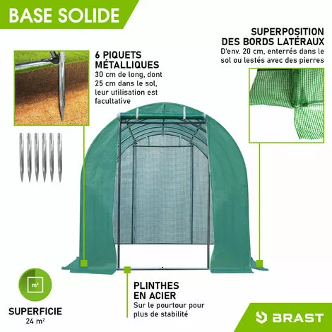 Serre De Jardin Tunnel 24m² (3x8) Extrêmement Stable Parois Enroulables Croissance Optimale Des Plants, Aération Optimale, Montage Rapide - Serre De Jardin 24 M² De BRAST 5 Serre De Jardin Tunnel 24m² (3x8) Extrêmement Stable Parois Enroulables Croissance Optimale Des Plants, Aération Optimale, Montage Rapide - Serre De Jardin 24 M² De BRAST – Image 5