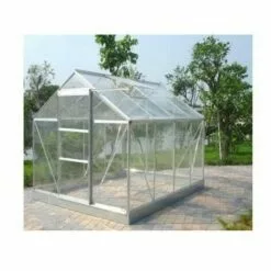 LA MAISON DU JARDIN Serre En Verre Trempé 4 Mm Modèle 86 + Base - 4,7 M² - Aluminium Naturel -Serre de jardin Boutique 28589223 3