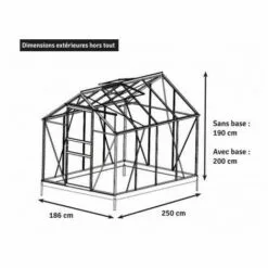 LA MAISON DU JARDIN Serre En Verre Trempé 4 Mm Modèle 86 + Base - 4,7 M² - Aluminium Naturel -Serre de jardin Boutique 28589223 4
