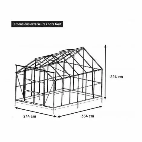 LA MAISON DU JARDIN Serre En Verre Trempé 4 Mm Adossée Modèle 126 + Base - 7,2 M² -alu Peint Vert 5 LA MAISON DU JARDIN Serre En Verre Trempé 4 Mm Adossée Modèle 126 + Base - 7,2 M² -alu Peint Vert – Image 5