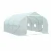 Outsunny Serre Tunnel De Jardin Dim. 4,45L X 2,99l X 2H M Porte + 6 Fenêtres Enroulables Acier Galvanisé Bâche PE Haute Densité Blanc