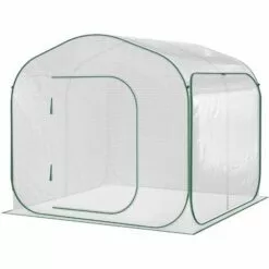 Outsunny Serre Pop-up - Serre De Jardin Pop-up - Porte Zippée Enroulable - Dim. 2,08L X 2,08l X 1,95H M - Sac Transport Inclus - PE Blanc Vert
